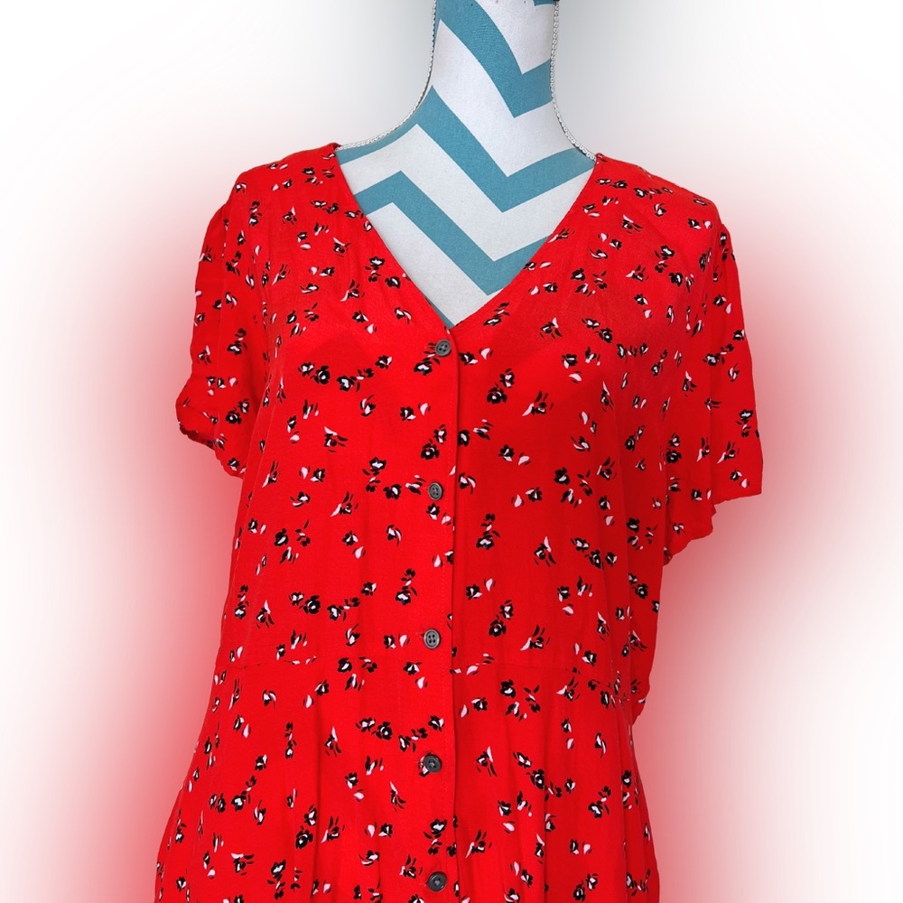 Gap size XXL Short Sleeve Midi Red Dress with Pockets - Picture 2 of 11